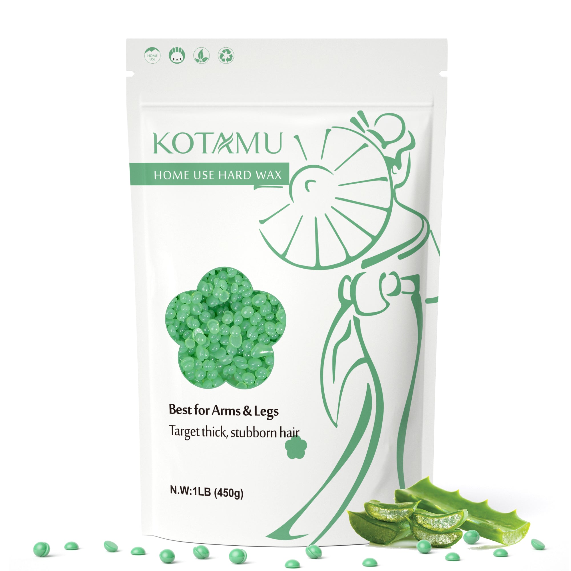 KOTAMU Hair Removal Aloe Vera Hard Wax Beads 1 lb