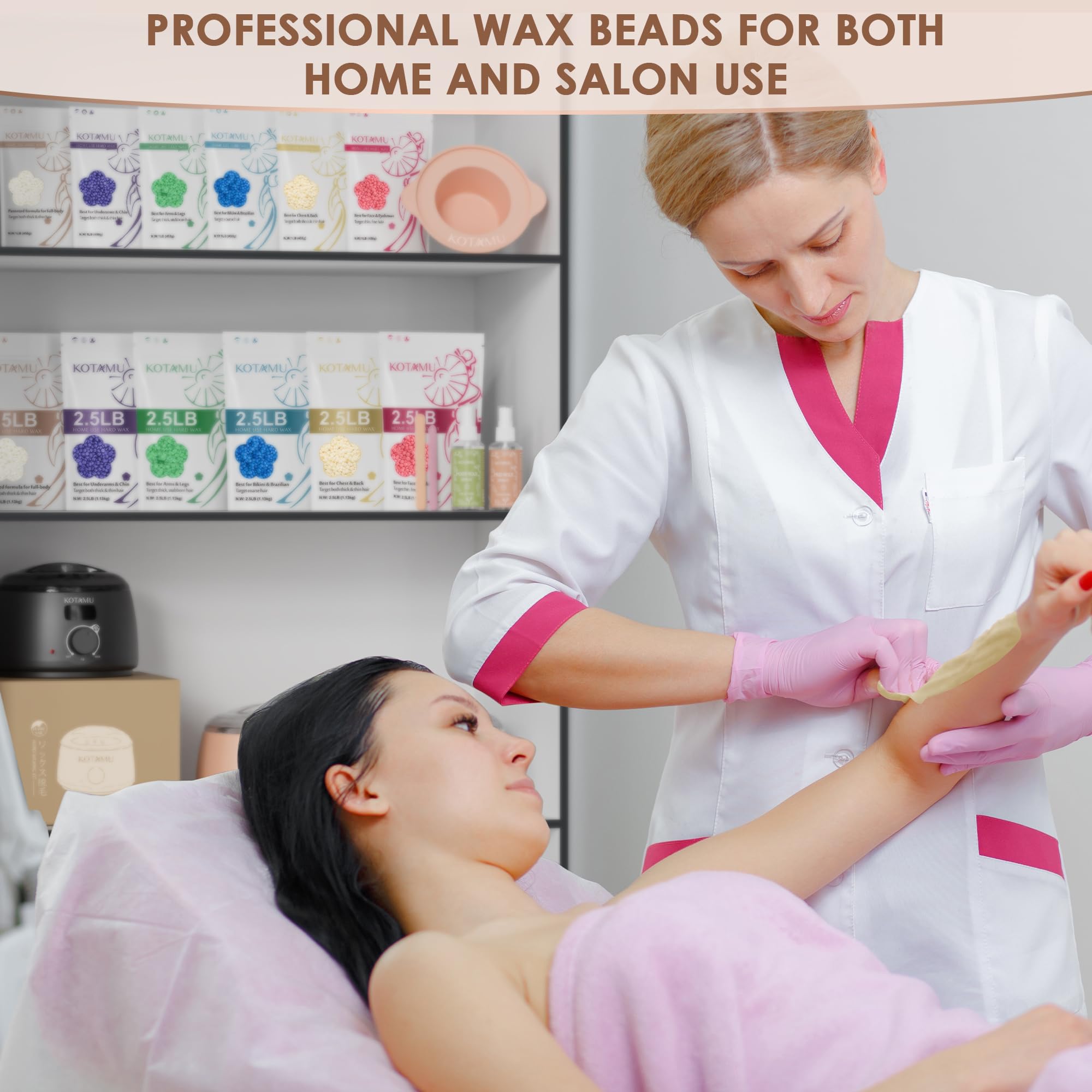 KOTAMU Hard Wax Beads for Women & Men Hair Removal, Cream Wax Beans for Full Body Sensitive Skin Chest Back Leg Facial Bikini Brazilian Waxing, 2.5lb Refill Waxing Beads Target Thick & Thin Hair