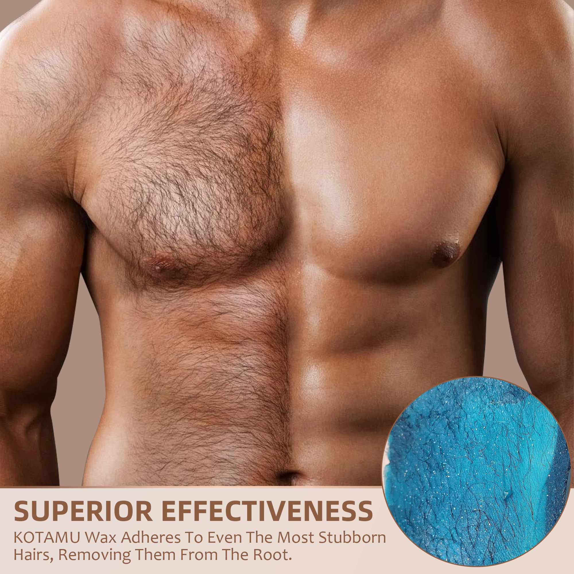 KOTAMU Wax Beads, 2.5lb Hard Wax for Bikini Brazilian Sensitive Skin Facial Leg Body Waxing, Professional Waxing Beads Target Coarse Hair Removal, Blue Wax Beans for Women Men at Home & Salon Use